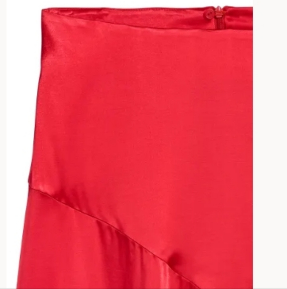 H&M red satin asymmetrical midi slip skirt size 12 - Picture 4 of 4